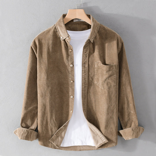 Herren Feines Cord-Overshirt mit Button-Down-Kragen und Brusttasche Shop Nory