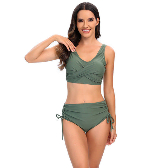 Damen Hochtailliertes Bikini-Set mit verstellbaren Trägern