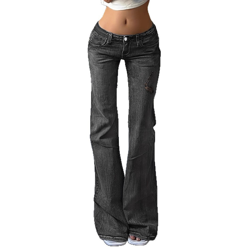 Damen Hochtaillierte Flared-Jeans mit ausgestelltem Bein, dezenter Stickerei & verlängertem Saum Shop Nory