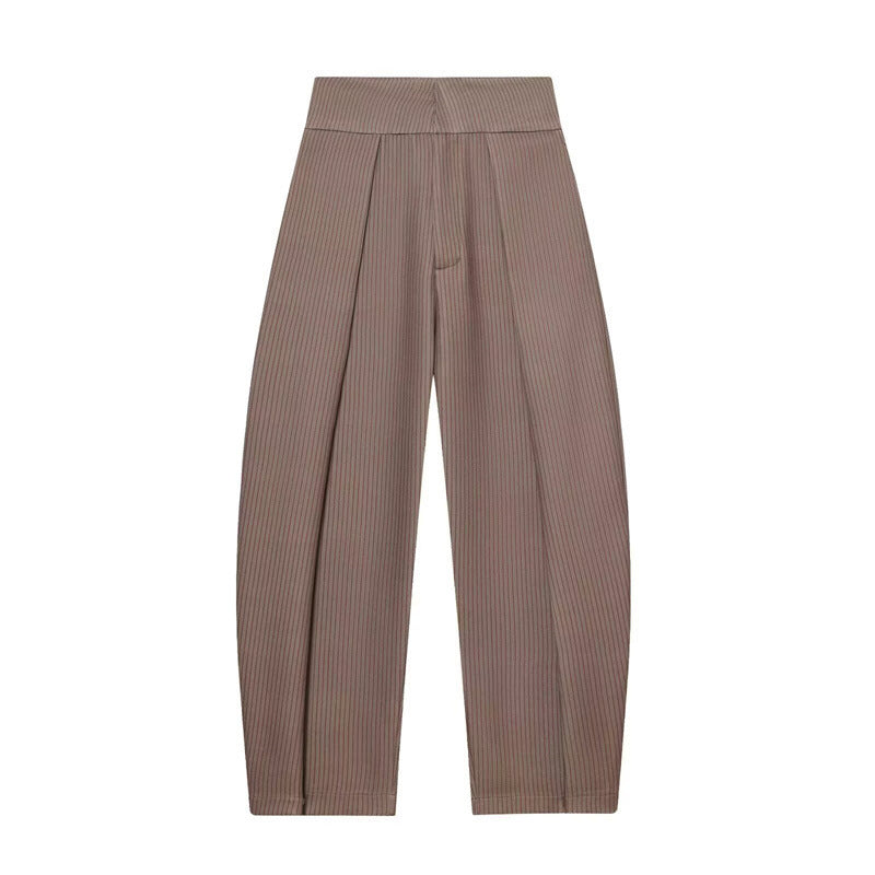 Damen Weite Plissée-Jerseyhose mit hoher Taille und Bügelfalte Shop Nory