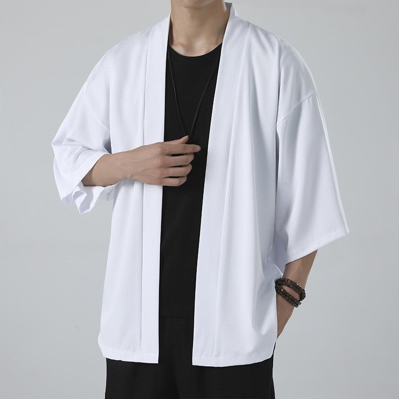 Herren kimonoartige Kurzjacke im Oversize-Stil mit offenem Schnitt und weichem Fall Shop Nory