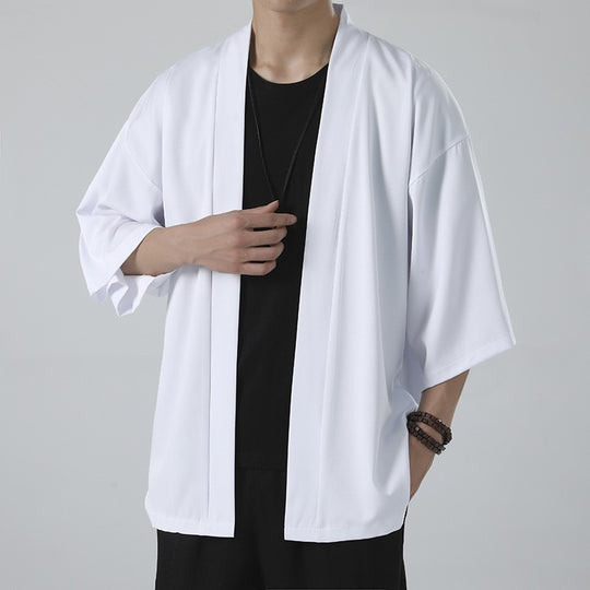 Herren kimonoartige Kurzjacke im Oversize-Stil mit offenem Schnitt und weichem Fall Shop Nory