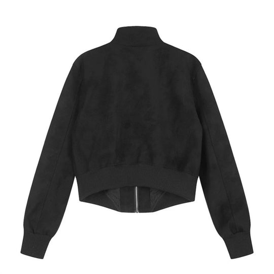 Damen Gekürzte Bomberjacke mit Stehkragen, Schulterpatten und dekorativer Knopfreihe Shop Nory