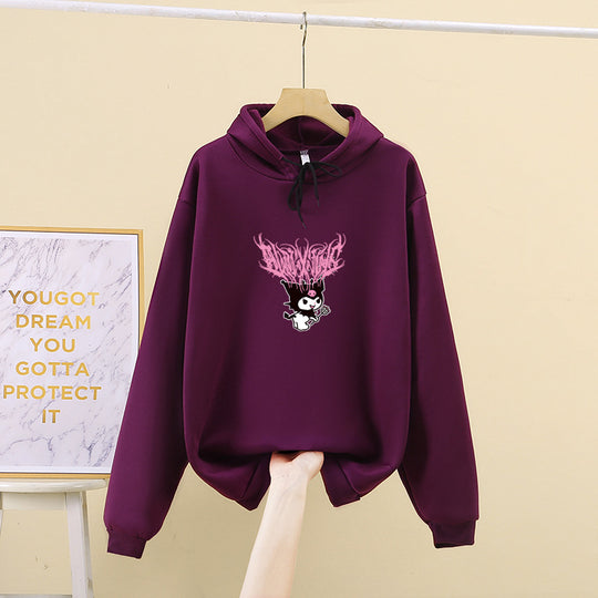Damen nan Kapuzenpullover mit Gothic‑Kawaii Print, Oversize‑Schnitt und weichem Fleeceinnenfutter Shop Nory