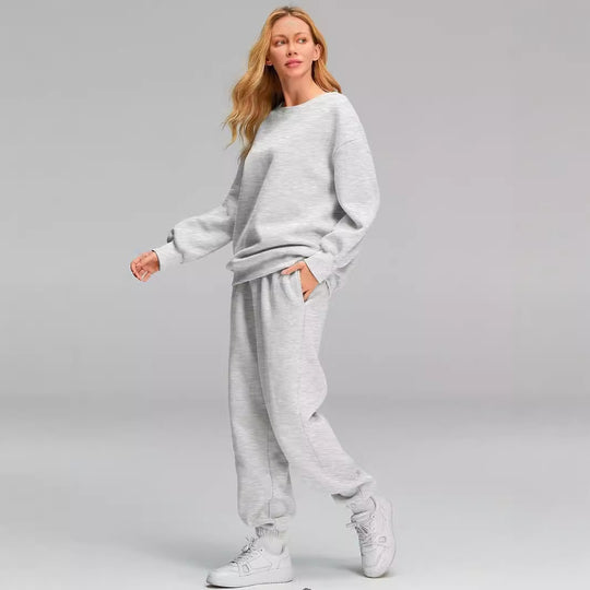 Damen nan Relaxed-Loungewear-Set mit Oversize Rundhals-Sweatshirt und taillierter High-Waist Jogginghose aus French Terry Shop Nory