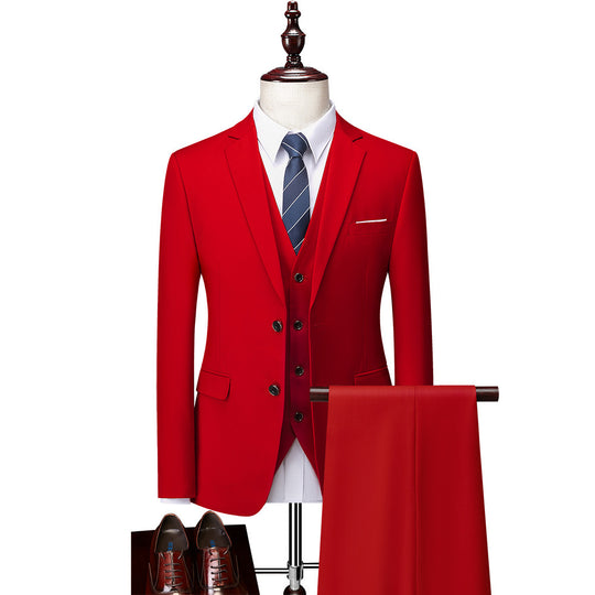 Herren Dreiteiliger Business-Anzug mit tailliertem Schnitt, Weste und klassischem Revers Shop Nory