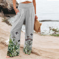Damen Weite Sommerhose mit floralen Designs und elastischem Bund