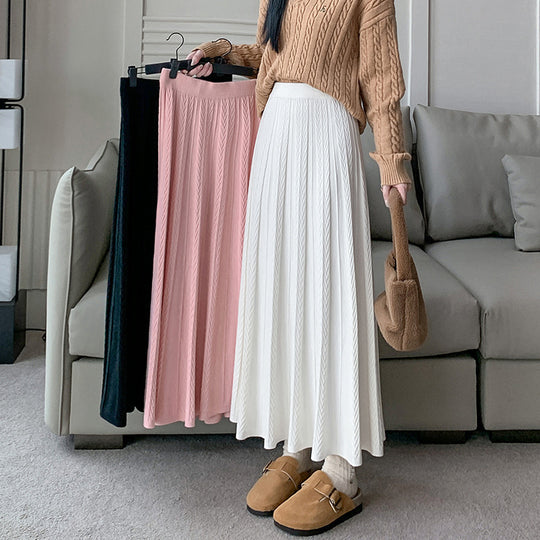 Damen Plissierter Maxirock mit schickem Zopfmuster Shop Nory