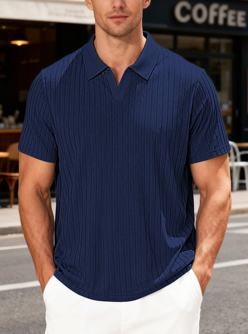 Herren Poloshirt mit strukturiertem Muster