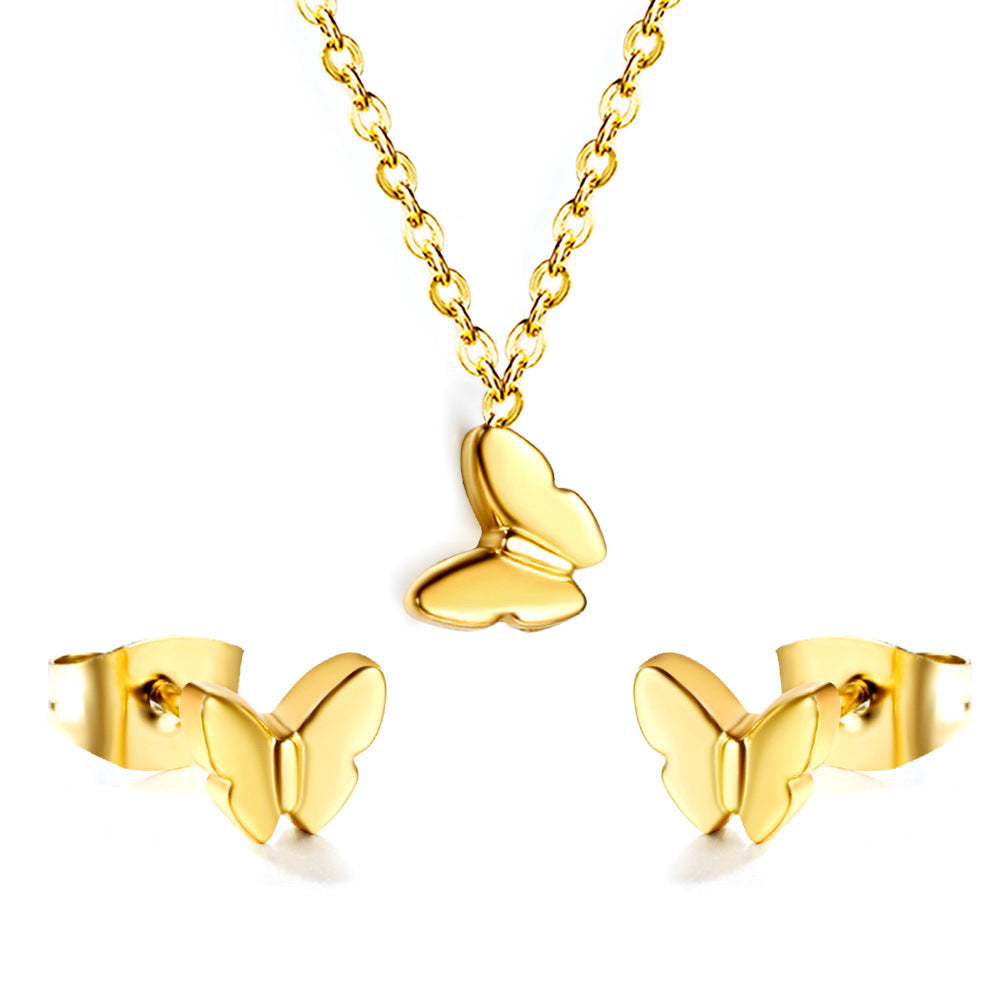 Damen Schmuckset mit stilvollem Schmetterlingsanhänger und passenden Ohrringen Shop Nory