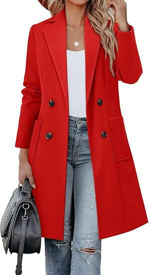 Damen Doppelreihiger Longblazer-Mantel mit aufgesetzten Taschen und taillierter Silhouette Shop Nory