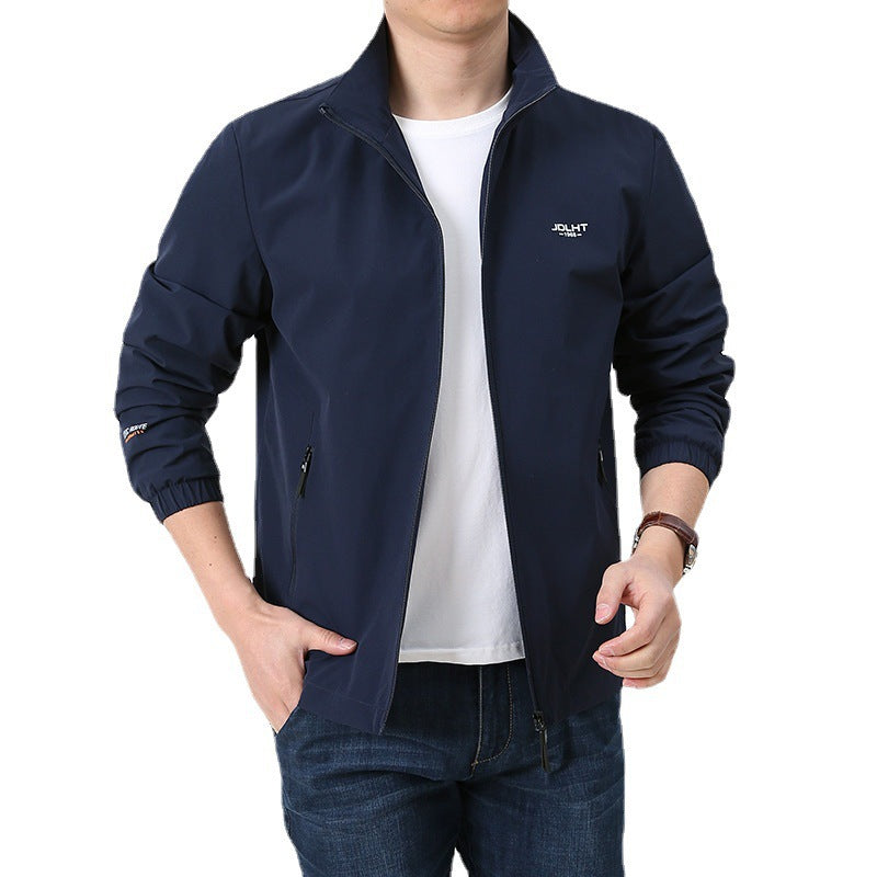 Herren Leichter Windbreaker Blouson mit Stehkragen Reißverschluss‑Taschen und elastischen Bündchen Shop Nory