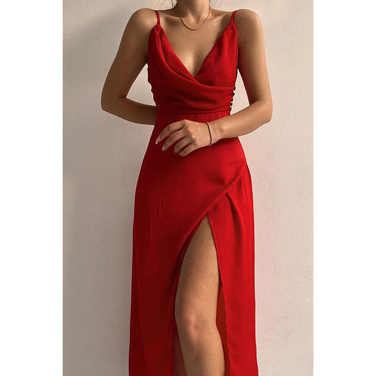 Damen Elegantes Maxikleid mit schickem Wickelausschnitt und verführerischem Schlitz