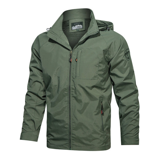 Herren Leichte Softshell-Fieldjacke mit verstellbarer Kapuze und Organizer-Brusttasche Shop Nory