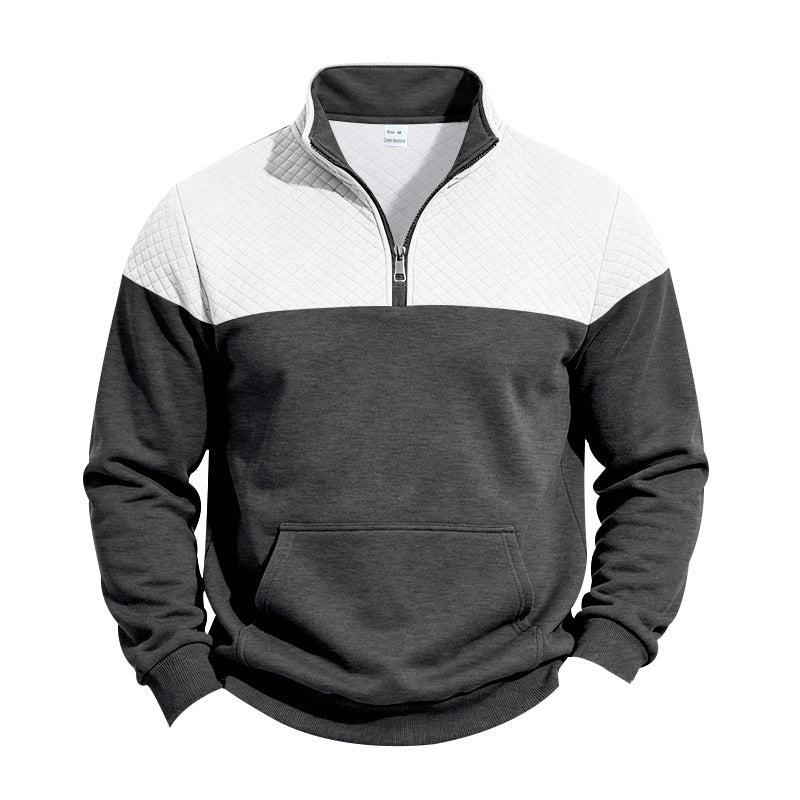 Herren Sweatshirt mit kurzem Reißverschluss, wattierter Brustpartie und Kängurutasche Shop Nory