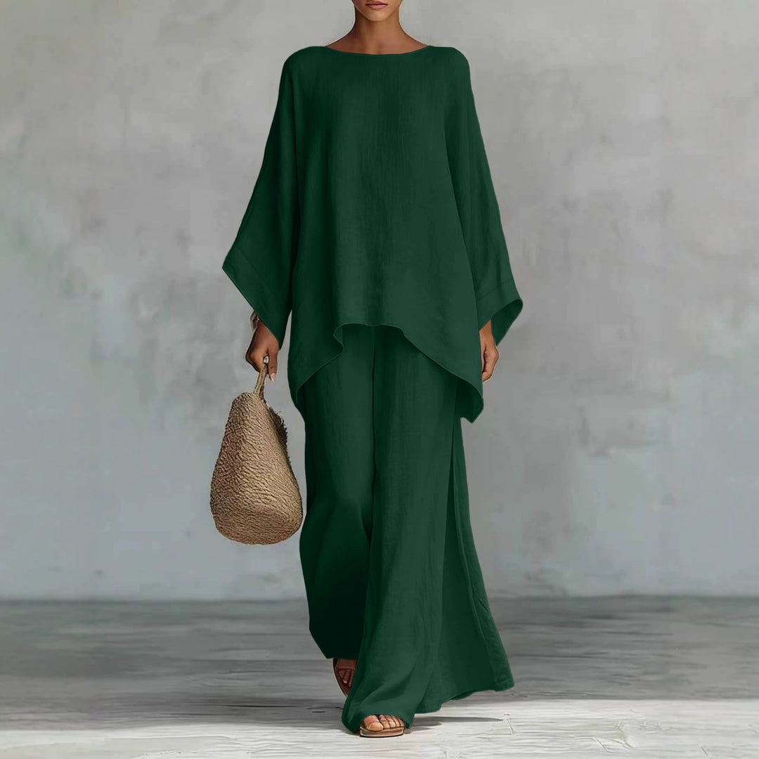 Damen Lässiges Oversize-Kaftanoberteil mit weiten Palazzohosen Shop Nory