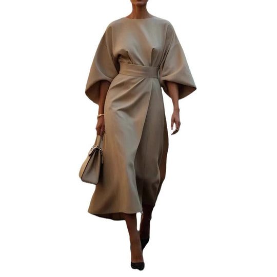 Midikleid Damen mit Puffärmeln