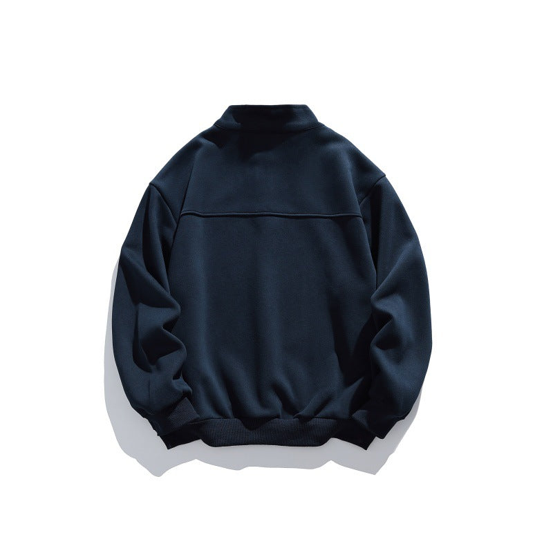 Unisex Halbzip-Sweatshirt mit Stehkragen, Raglanärmeln und minimalistischer Brustpatch Shop Nory