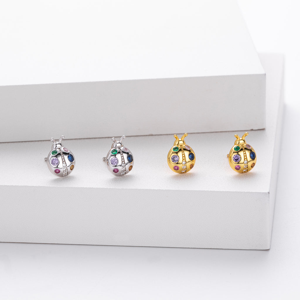 Damen Ohrstecker im kreativen Marienkäfer-Design aus hochwertigem 925 Sterling Silber Shop Nory