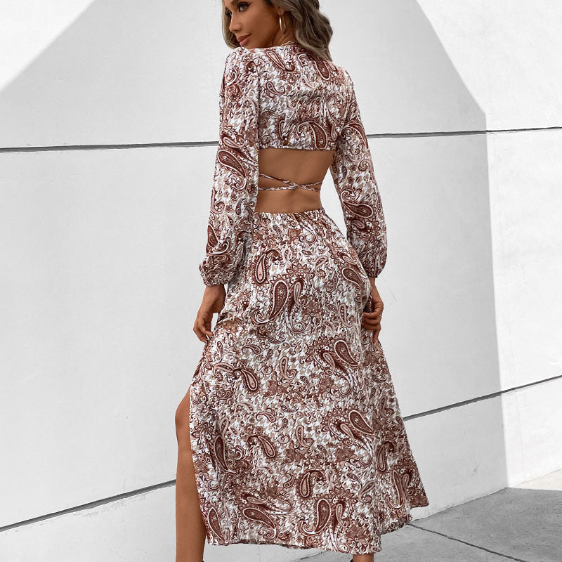 Damen Maxikleid mit Wickeloptik und Paisleymuster Shop Nory