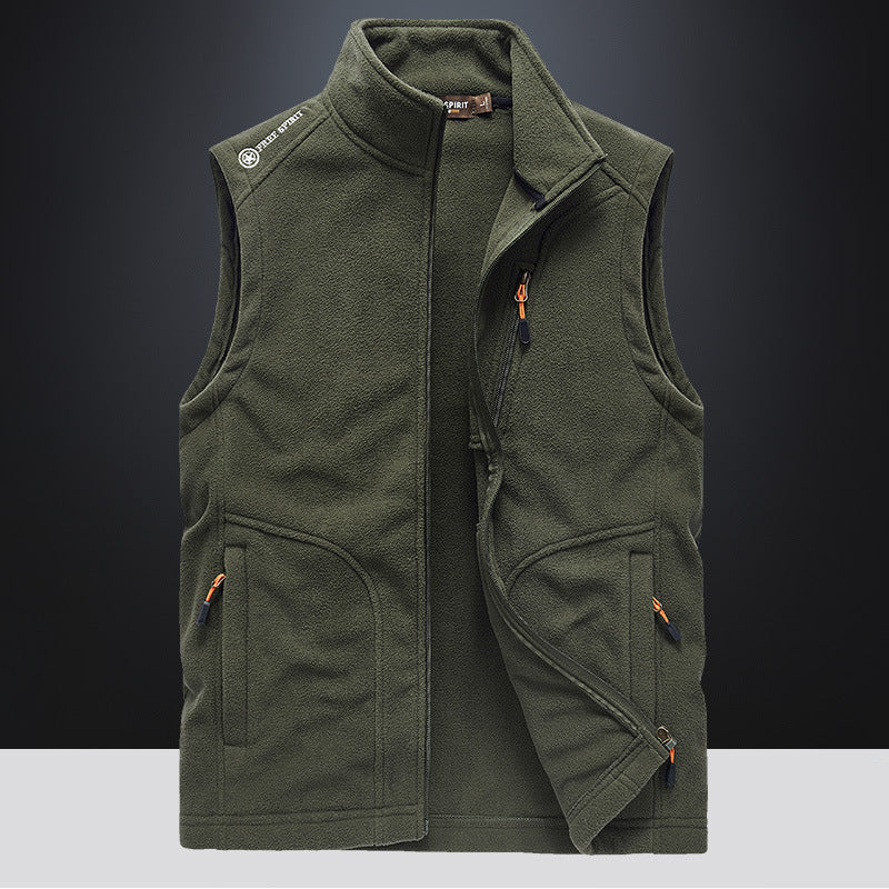 Herren Fleece-Weste mit Stehkragen, Reißverschlusstaschen und windabweisender Front Shop Nory