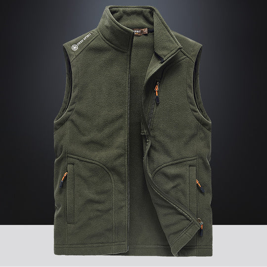Herren Fleece-Weste mit Stehkragen, Reißverschlusstaschen und windabweisender Front Shop Nory