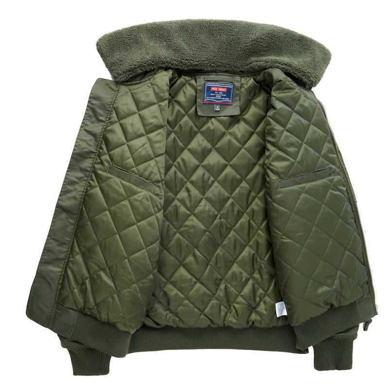 Herren Bomberjacke mit Lammfellkragen und Utility-Taschen Shop Nory