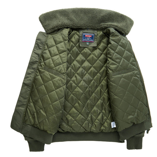 Herren Bomberjacke mit Lammfellkragen und Utility-Taschen Shop Nory