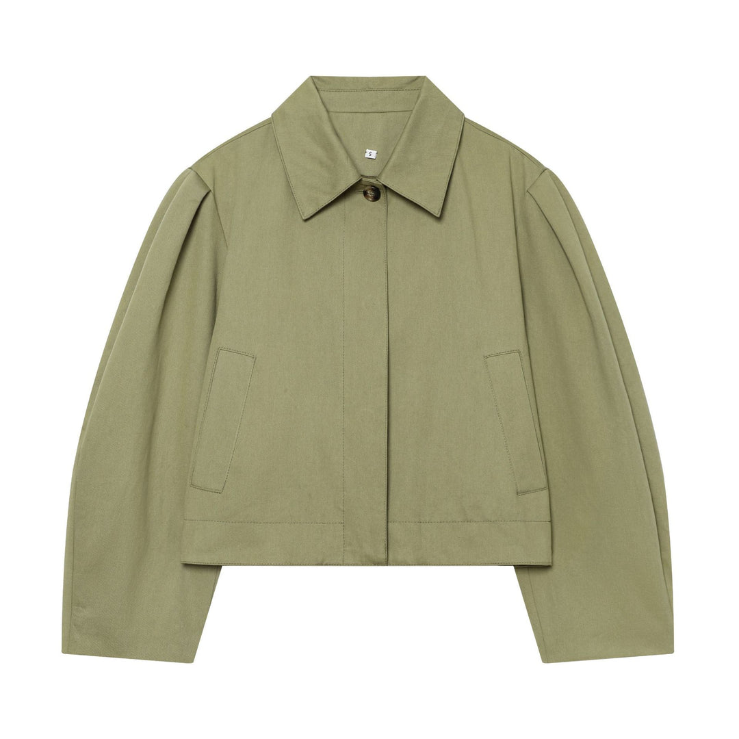 Damen Gekürzte Boxy-Utility-Jacke mit Kellerfalten und Pattentaschen Shop Nory