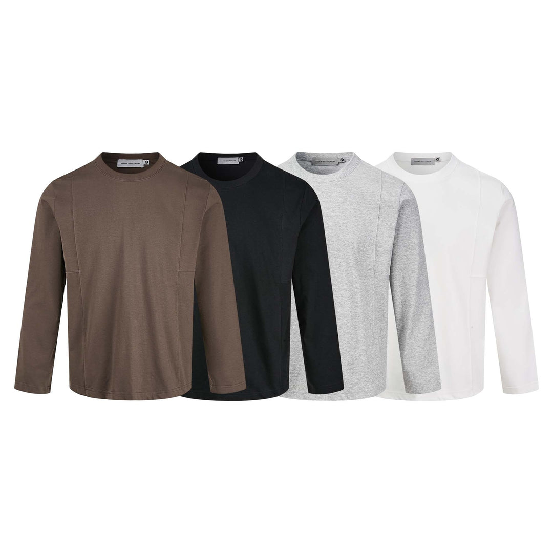 Unisex Technisches Langarmshirt mit Rundhalsausschnitt und nahtiertem Paneeldetail Shop Nory