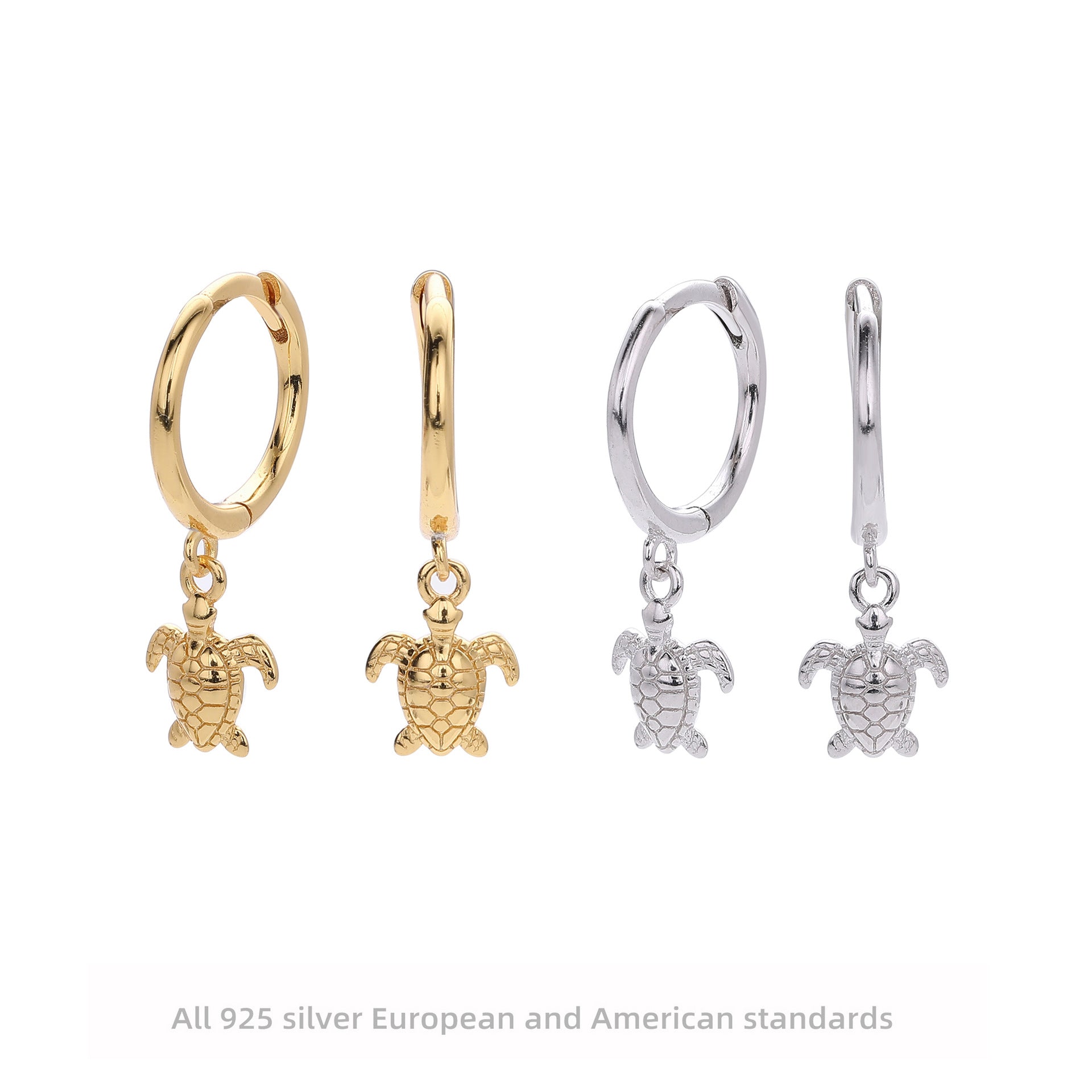 Damen Ohrhänger mit maritimen Schildkröten-Anhängern aus 925 Sterling Silber Shop Nory