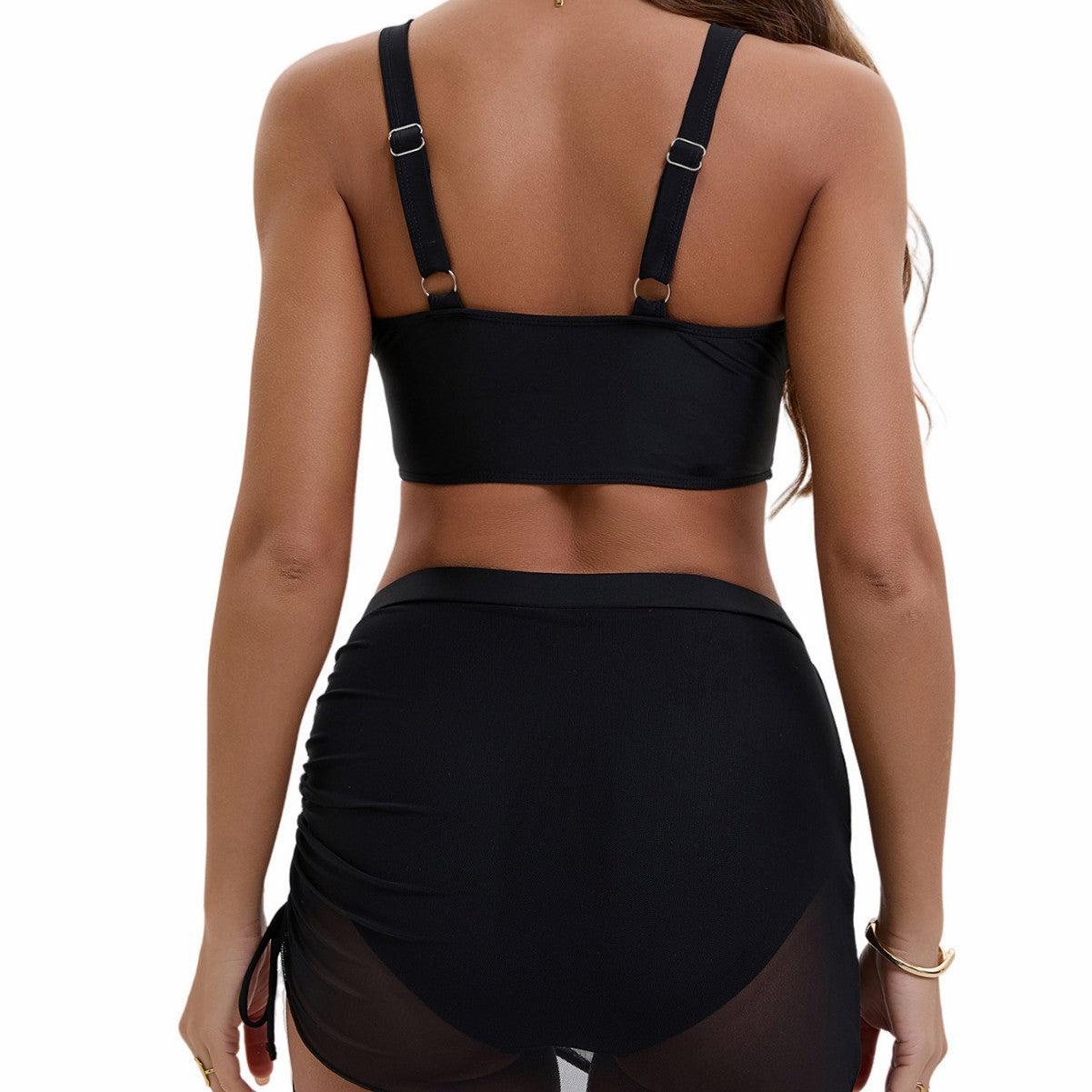 Damen Sportliches Bikini-Set mit elegantem Wickelrock und transparenten Einsätzen Shopnory