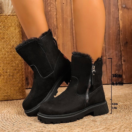 Damen Gefütterte Wildlederoptik Stiefeletten mit Teddyfutter, seitlichem Reißverschluss und profilierter Gummisohle Shop Nory