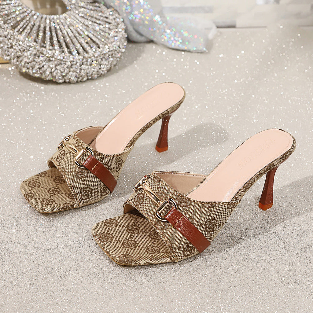 Damen modische Slingback-Pantoletten mit schickem Riemendesign und elegantem Absatz
