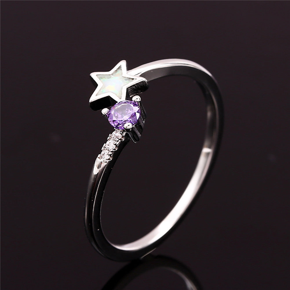 Damen Ring mit funkelndem Stern- und Amethystdesign Shop Nory