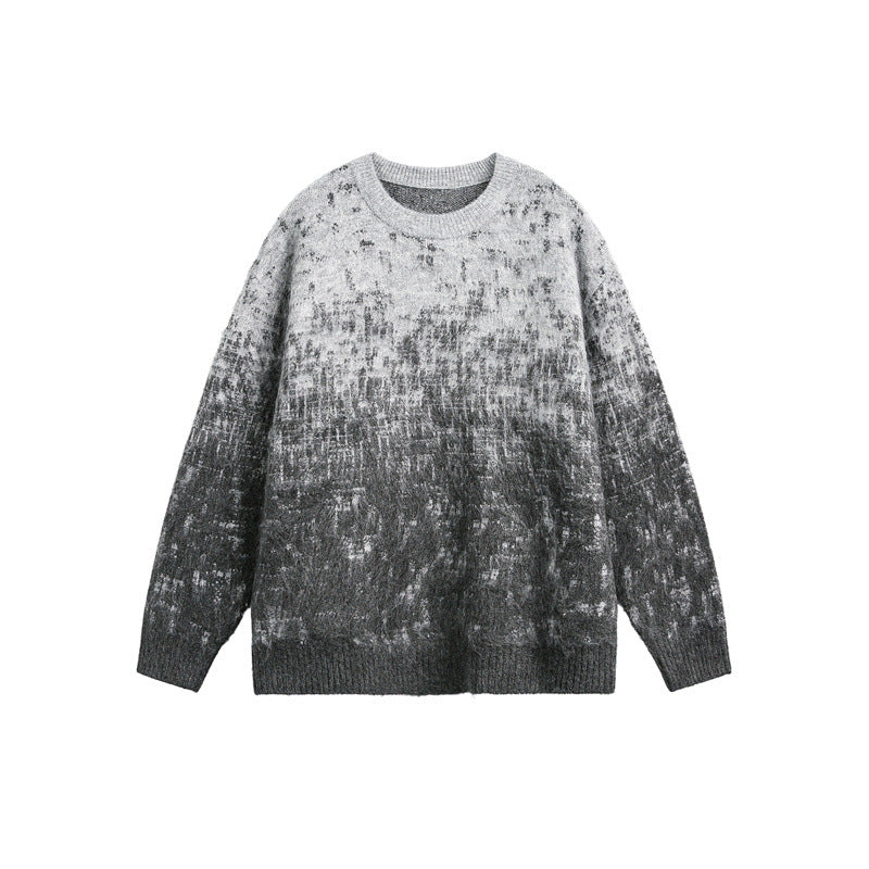Unisex Oversize Grobstrickpullover mit sanftem Farbverlauf und Rundhalsausschnitt Shop Nory