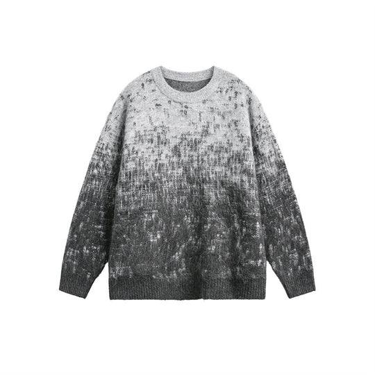 Unisex Oversize Grobstrickpullover mit sanftem Farbverlauf und Rundhalsausschnitt Shop Nory