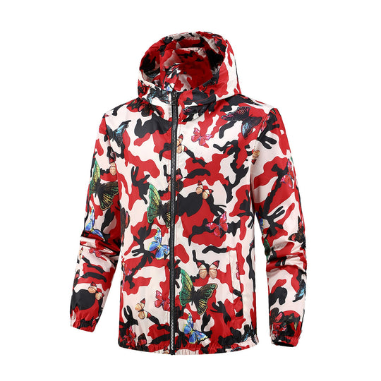 Damen Leichte Camo-Jacke mit buntem Schmetterlingsdruck Shop Nory