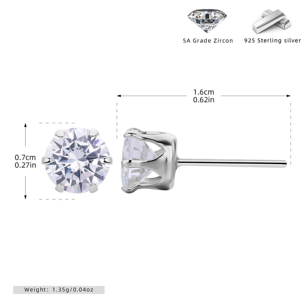 Damen Ohrstecker mit funkelnden 5A Zirkonsteinen aus hochwertigem 925 Sterling Silber Shop Nory