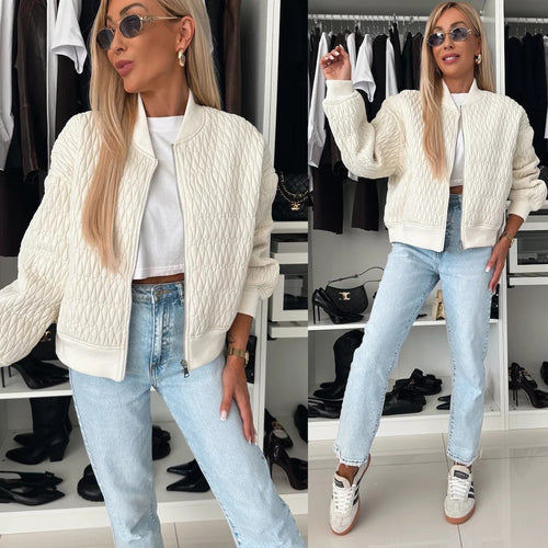 Damen elegante Steppjacke mit voluminösen Ärmeln