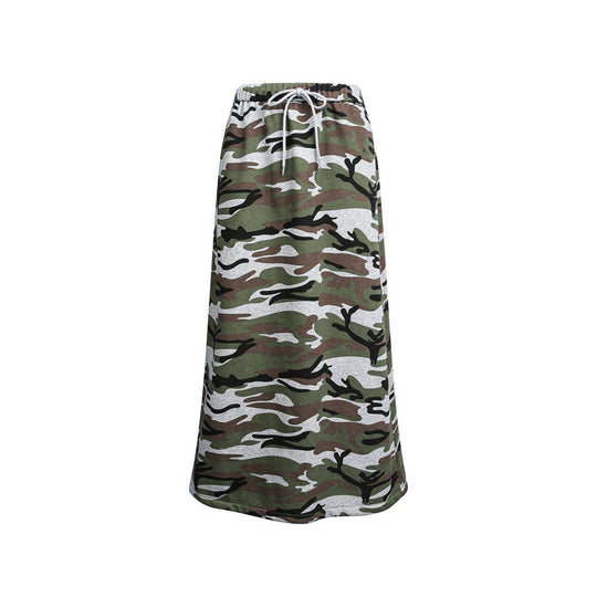 Damen Midi-Rock im Camouflage-Style mit elastischem Bund und Kordelzug Shop Nory