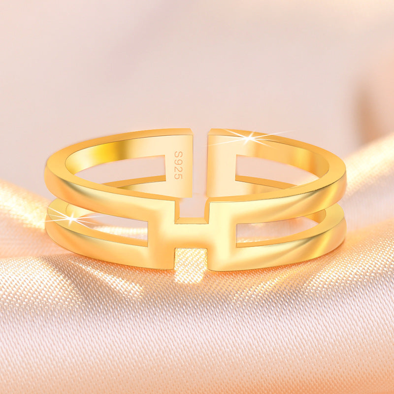 Damen Offener Ring mit modernem, geometrischem Design aus hochwertigem Edelstahl Shop Nory