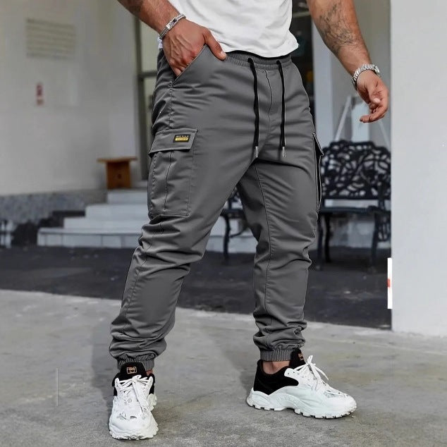 Herren Tapered Utility-Cargohose mit Tunnelzugbund, elastischen Bündchen und Mehrfachtaschen Shop Nory