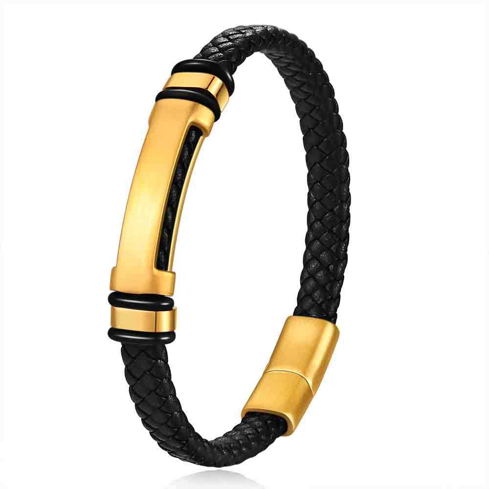 Herren Armband aus geflochtenem Leder mit eleganter Edelstahlverschluss und modernem Design Shop Nory