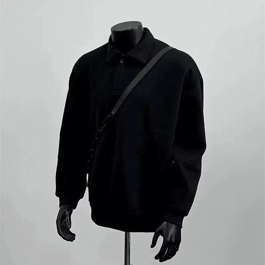Herren Poloshirt-Sweatshirt mit Hemdkragen und Oversize-Schnitt Shop Nory