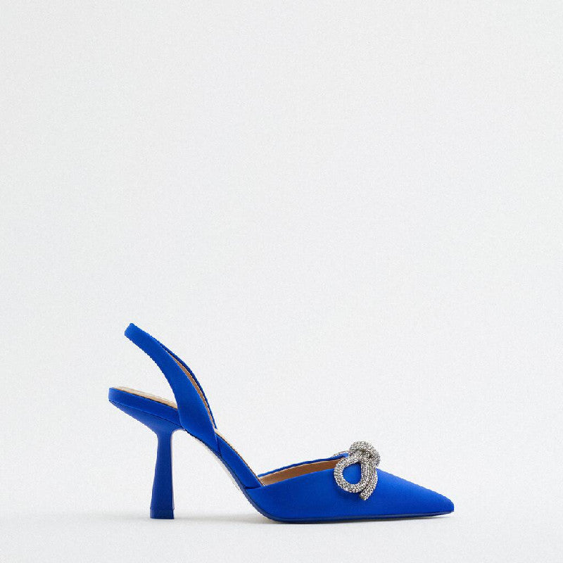 Damen Slingback Pumps mit funkelndem Schleifenakzent und elegantem Absatz