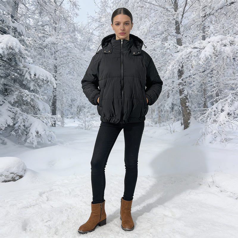 Damen Wattierte Steppjacke mit Volumenkapuze, elastischem Saum und verstellbarer Taille Shop Nory