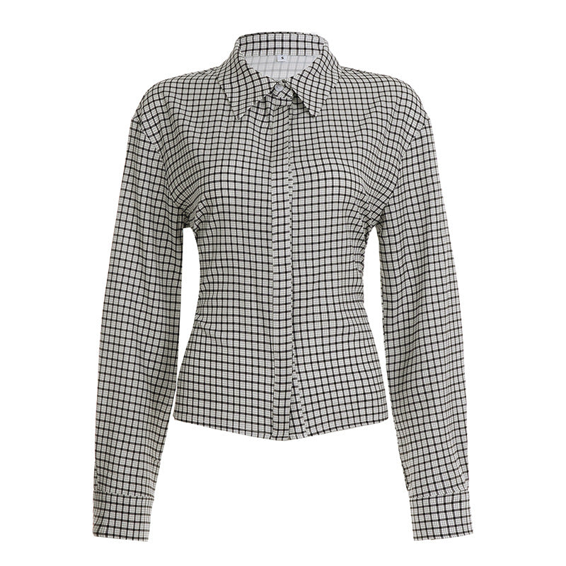 Damen nan taillierte Karobluse mit verdeckter Knopfleiste und geformter Miedernaht Shop Nory