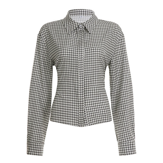 Damen nan taillierte Karobluse mit verdeckter Knopfleiste und geformter Miedernaht Shop Nory