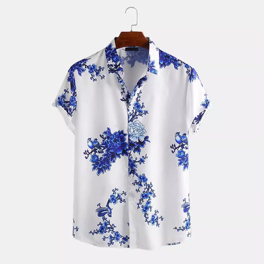 Herren Kurzarmhemd mit elegantem floralem Druck und hochwertigem Material